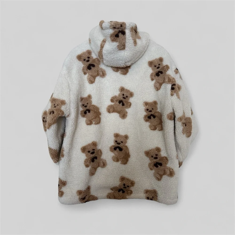 Aelfric Eden Women’s Bear Print Puffer Jacket - Cream and Brown - Picture 2 of 11